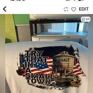 Patriotic 'Try That In A Small Town' Graphic Tee with any name on water tower